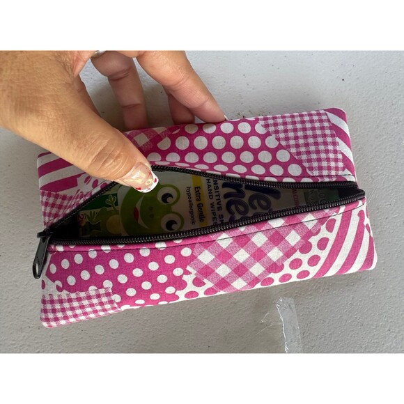 Handmade Handrafted NWOT Geometric Travel Size Wipes Zipper Pouch - Picture 4 of 4